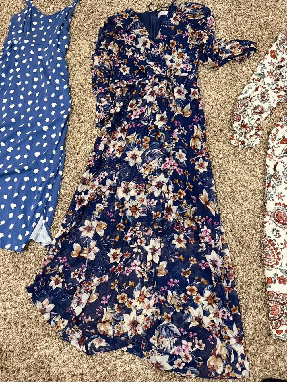 Eliza J Navy Floral Maxi Dress with Cream & Pink Blooms